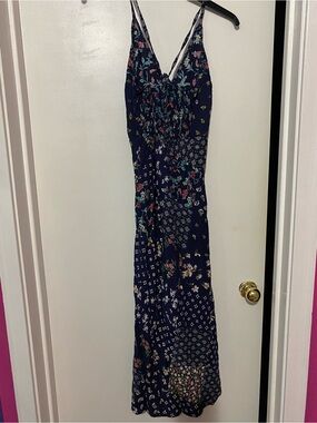 NWT Blue Sky Navy Floral Patchwork Maxi Dress